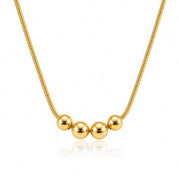 Ball Charm Necklace – 18K Gold Snake Chain, Adjustable