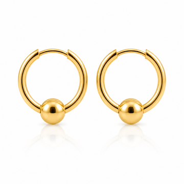 Ball Huggie Hoop Earrings – 18K Gold, Minimalist, Lightweight