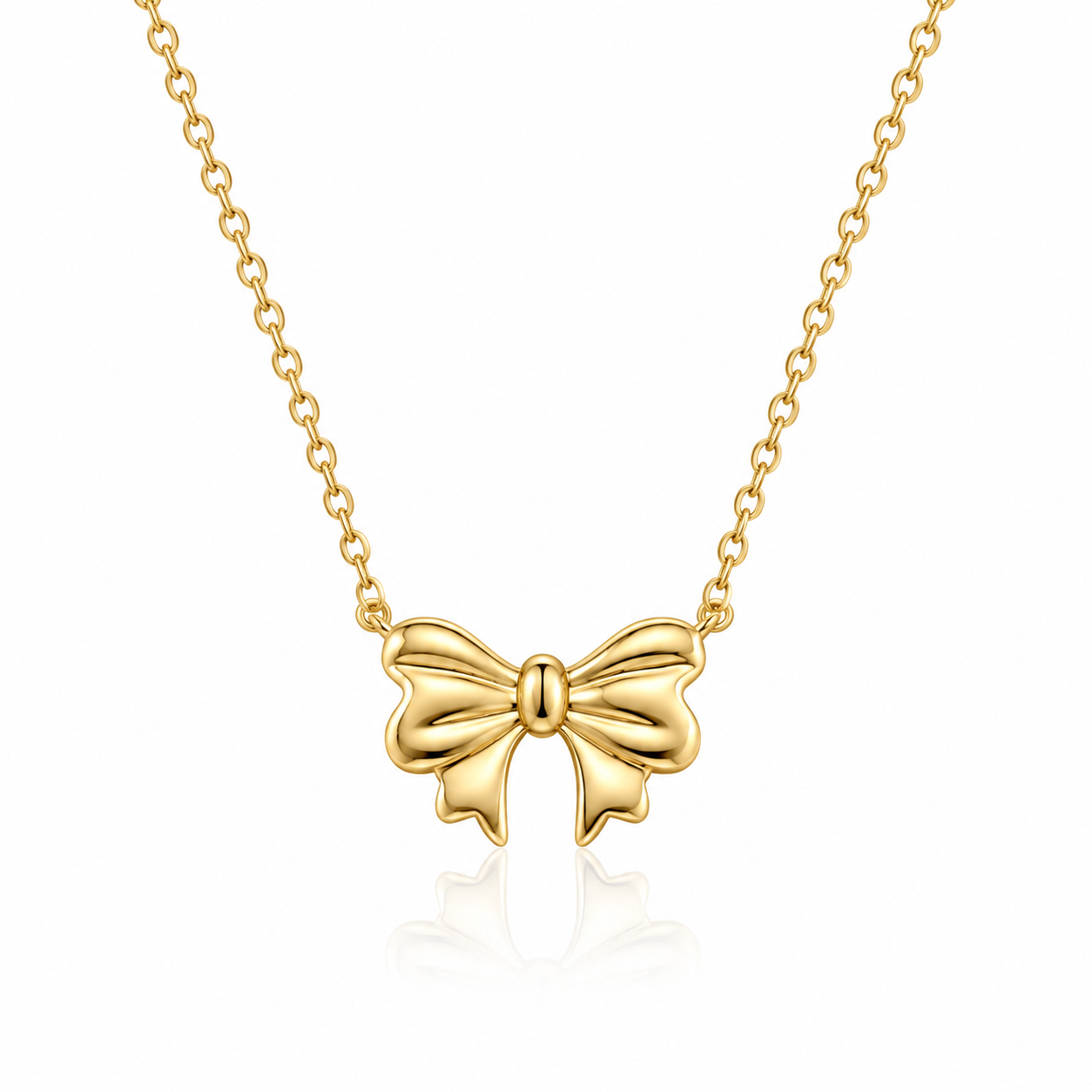 Bow Pendant Necklace – 18K Gold, Minimalist, Waterproof