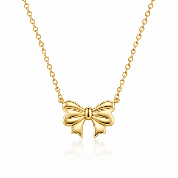 Bow Pendant Necklace – 18K Gold, Minimalist, Waterproof