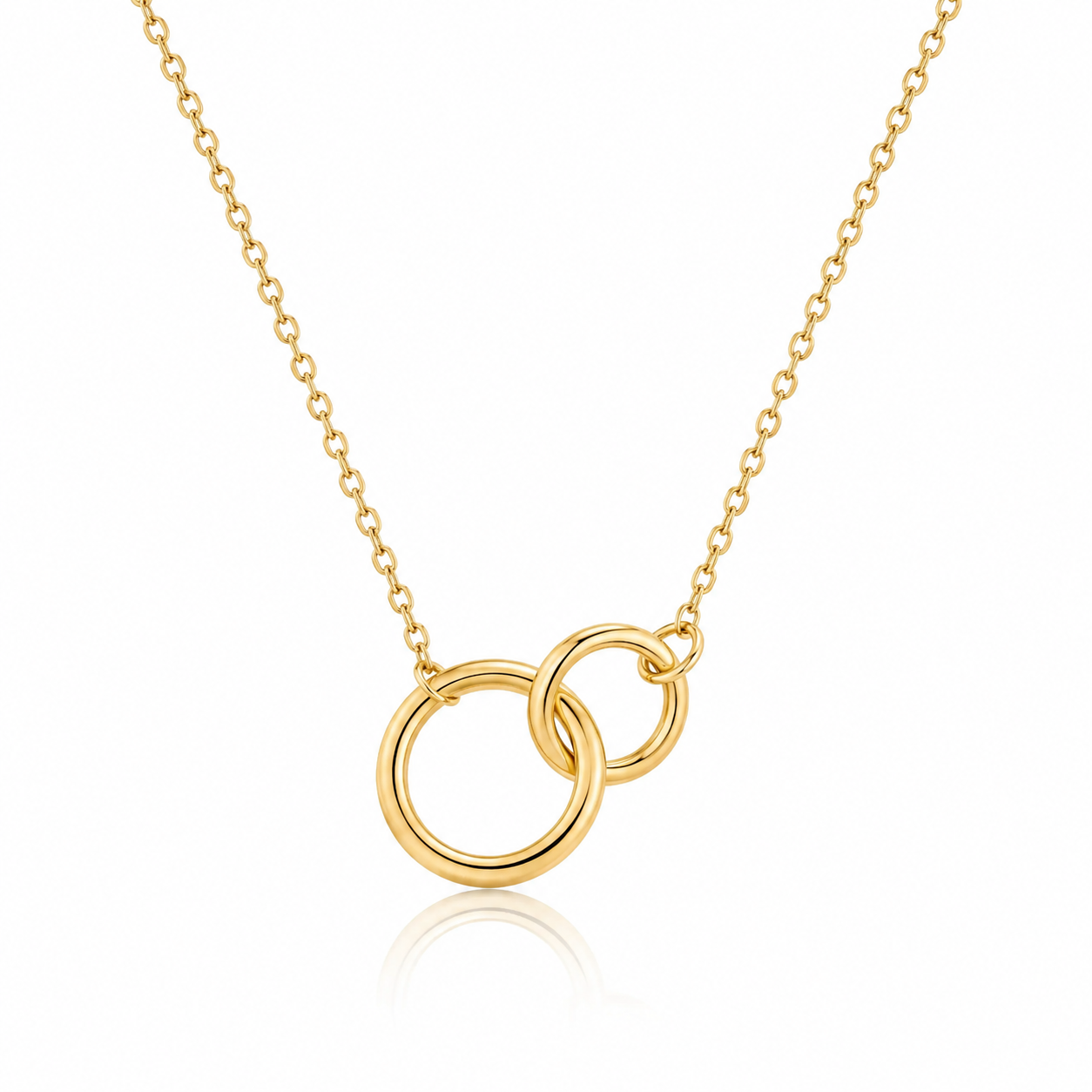 Double Circle Necklace – 18K Gold Intertwined Rings, Waterproof