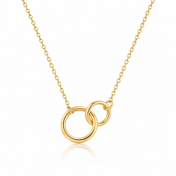 Double Circle Necklace – 18K Gold Intertwined Rings, Waterproof