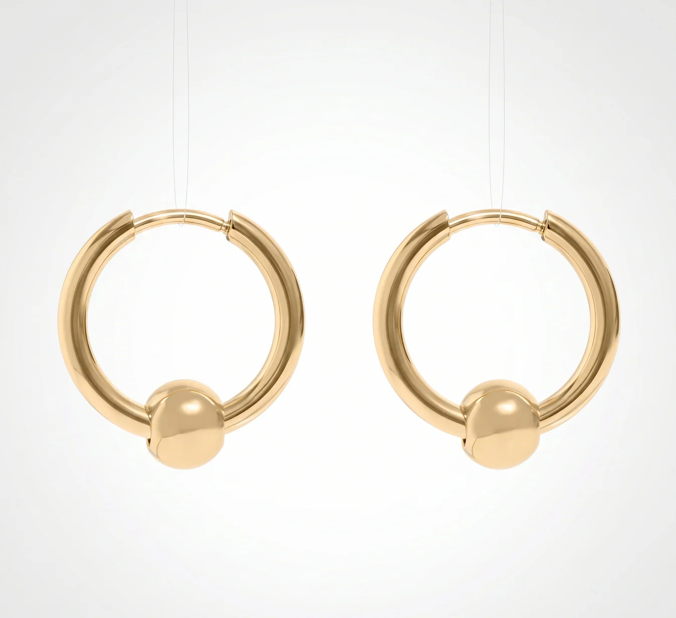 Ball Huggie Hoop Earrings – 18K Gold, Minimalist, Lightweight