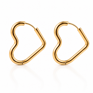 Heart Huggie Hoop Earrings – 18K Gold, Minimalist, Waterproof
