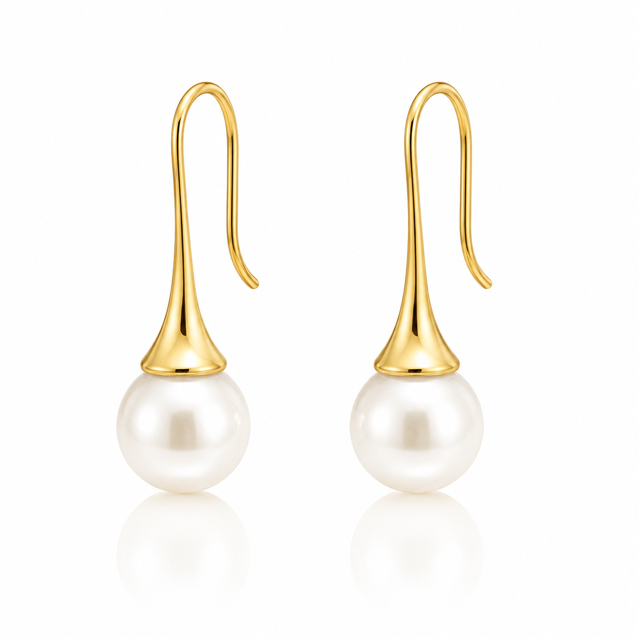 Large Pearl Drop Earrings – 18K Gold, Waterproof, Hypoallergenic