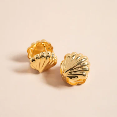 Shell Huggie Earrings – 18K Gold, Coastal, Waterproof