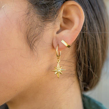 Square Huggie Hoop Earrings – 18K Gold, Geometric, Waterproof