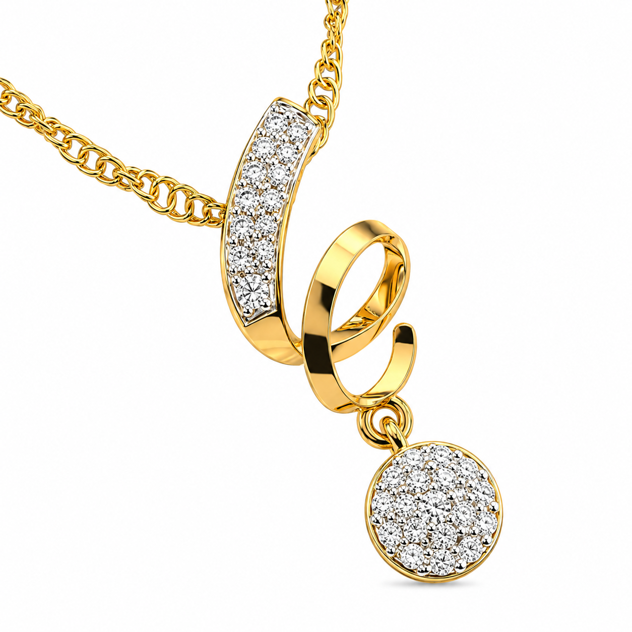 Stylish Spiral Diamond Pendant