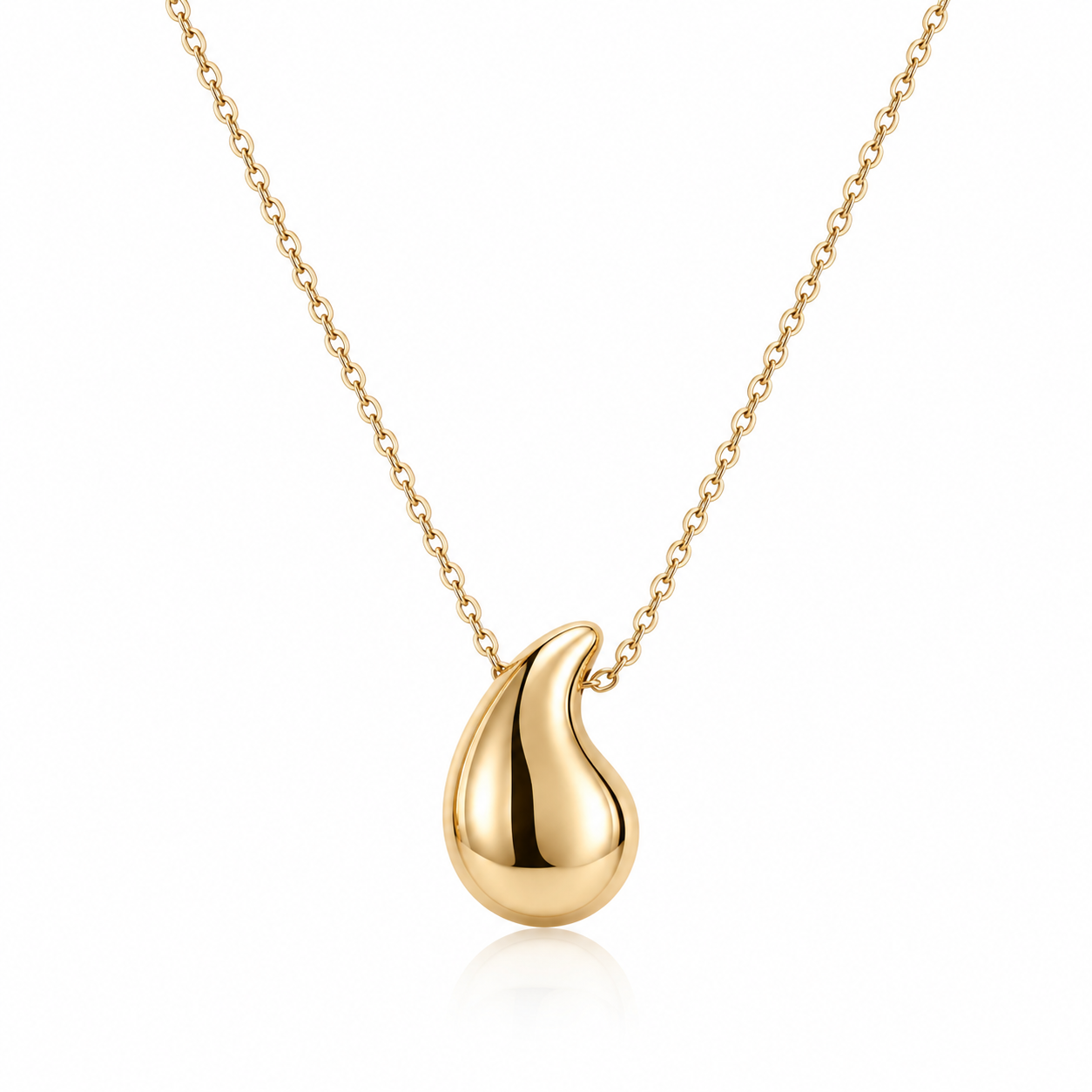 Teardrop Pendant Necklace – 18K Gold, Minimalist, Waterproof