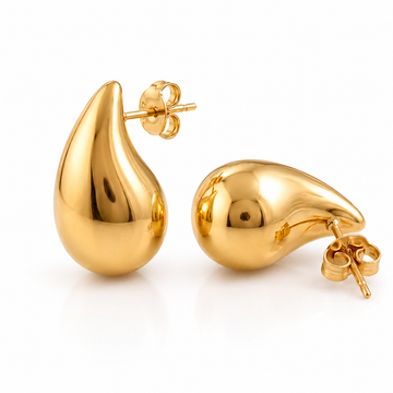 Teardrop Stud Earrings – 18K Gold, Minimalist, Waterproof