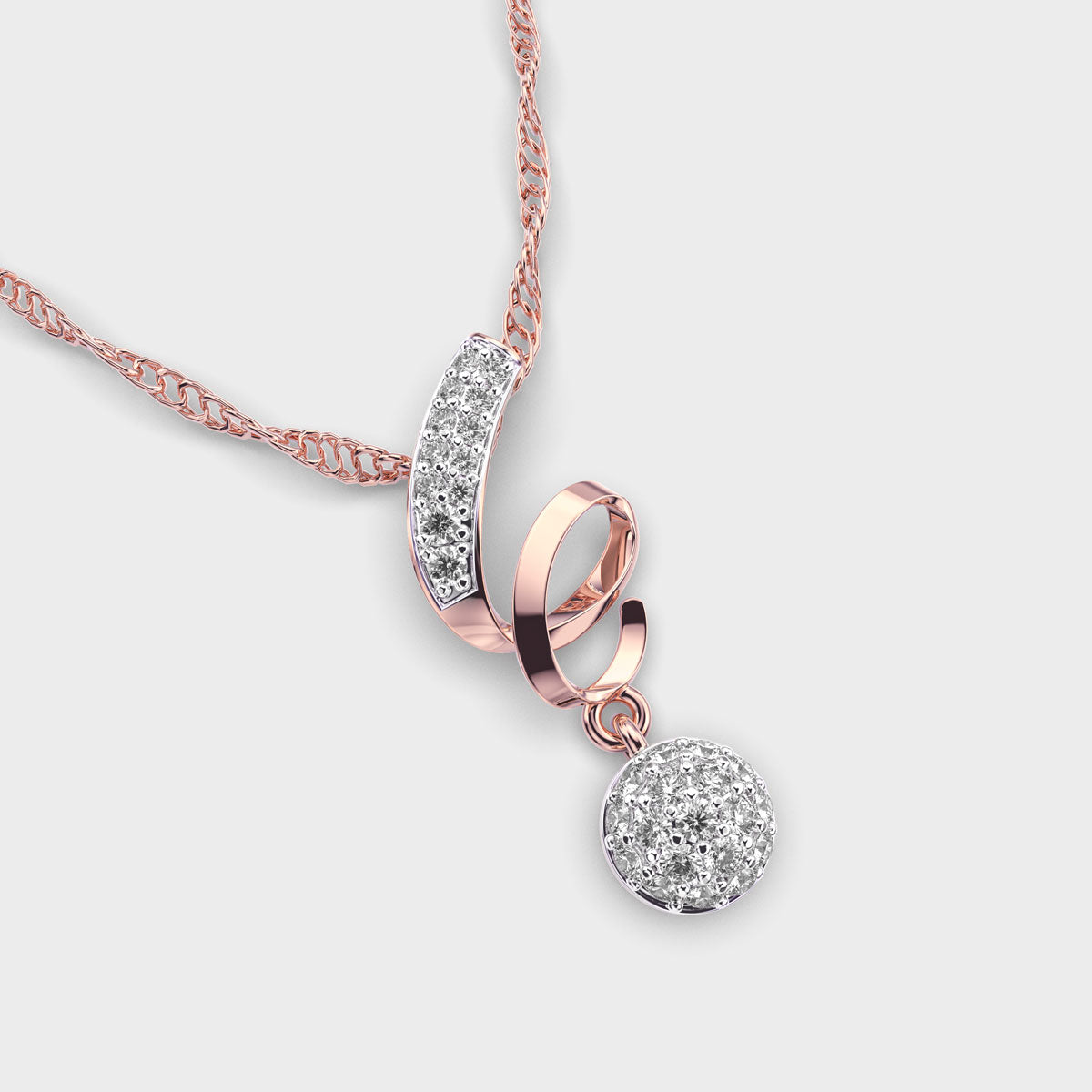 Stylish Spiral Diamond Pendant