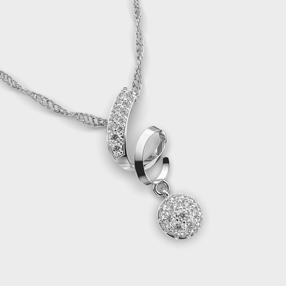 Stylish Spiral Diamond Pendant