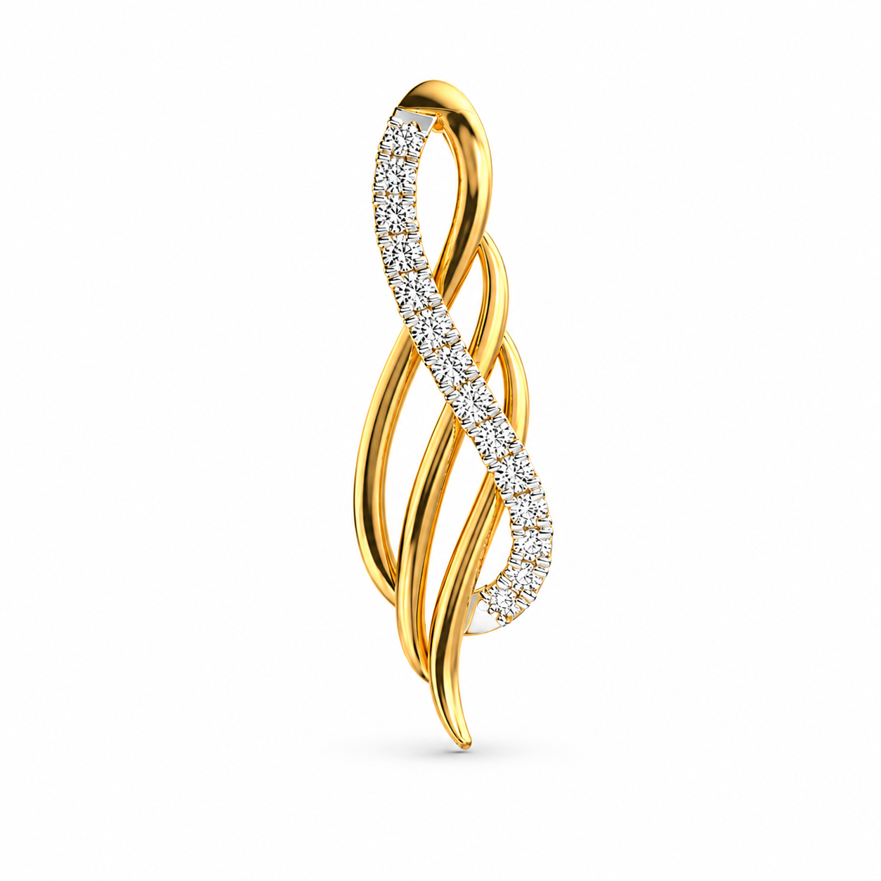 Diamond Infinity Twist Pendant in 18KT Yellow Gold