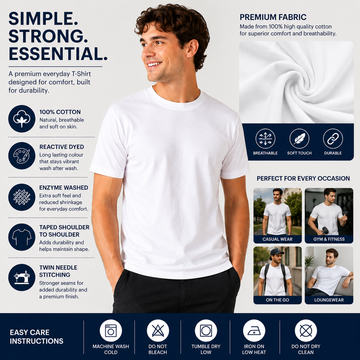 Uneek Premium White T-Shirt - 100% Cotton